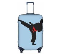 Jkkghll Karate Boy Vector Cintura Cambiabile Stampa a Colori Copertura Dei Bagagli Elastico Viaggio Valigia Protector con Cerniera Nascosta Anti Graffio, bianco, S