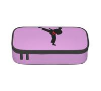 Jkkghll Karate Boy Vector Cintura Cambiabile Stampa a Colori Elegante Astuccio Scuola 8.3 X 2 X 9.4 cm Multi Funzionale Sacchetto di Immagazzinaggio Studente, Nero , Taglia unica