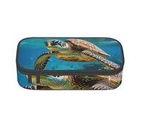 Jkkghll Lord Howe Island Sea Turtle Print elegante astuccio scolastico 8,3 x 2 x 9,4 cm borsa portaoggetti multifunzione studente, Nero , Taglia unica