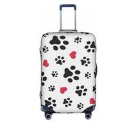 Jkkghll Love Cat Paw Heart Puppy Foot Print Copertura per bagagli elastica da viaggio con cerniera nascosta antigraffio, bianco, L
