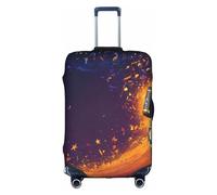 Jkkghll Microfono con note musicali stampa bagagli copertura elastica viaggio valigia Protector con cerniera nascosta antigraffio, bianco, S