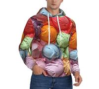 Jkkghll Molti uomini colorati della stampa del gelato hanno incappucciato il pullover leggero caldo per l'inverno autunno e l'usura casuale della primavera, Nero , S
