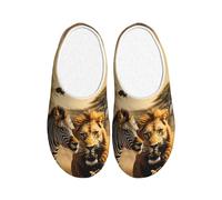 Jkkghll Pantofole in flanella accoglienti con stampa animalier zebrata, calde, anti-pelucchi, per interni ed esterni, suola in TPR