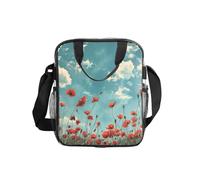 Jkkghll Poppies On Blue Sky Print Clear Insulated Lunch Bag Picnic Portable Bento Box Tote Food Storage Container