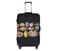 Jkkghll Protezione elastica della valigia di viaggio della copertura dei bagagli della stampa dell'alimento sano con la chiusura lampo nascosta anti graffio, bianco, L