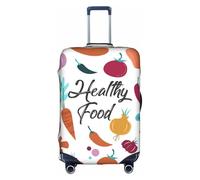 Jkkghll Protezione elastica della valigia di viaggio della copertura dei bagagli della stampa dell'alimento sano con la chiusura lampo nascosta anti graffio, bianco, M