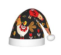 Jkkghll Simpatico cappello da elfo con stampa di galline di gallo, cappello da elfo, accessorio per Capodanno, accessorio per la famiglia, cappelli di Natale