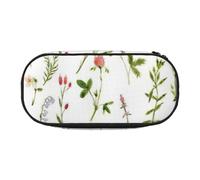 Jkkghll Stagione Acquerelli di Erbe Fiori Stampa Lightweigh Scuola Studenti Grande Capacità Astuccio Portapenne Spazioso Astuccio Cerniera, Nero , Taglia unica, Organizer per borse