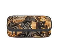 Jkkghll Zebra, astuccio per la scuola, elegante, con stampa animalier, 20,3 x 5,1 x 9,4 cm, borsa portaoggetti multifunzione per studenti, Nero , Taglia unica