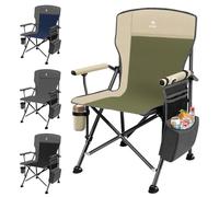 JKLESA Sedia da campeggio XL resistente, capacità 179,6 kg, seduta imbottita oversize con portabicchieri e tasca refrigerante, tessuto Oxford 1680D, sedia pieghevole portatile per campeggio, pesca