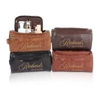 jklitio Beauty case personalizzato da uomo, con incisione nome e testo in pelle, regalo ideale per papà, marito, nonno, figlio per la festa del papà, compleanno, Natale, San Valentino, anniversario