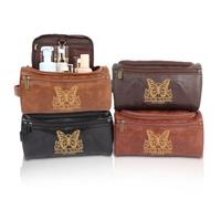 jklitio Borsa da toilette da uomo personalizzata, in pelle con incisione personalizzata, kit per toelettatura da viaggio, regalo unico per papà, marito, fidanzato, Natale, compleanno, Marrone, Trousse