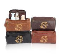 jklitio Kit Dopp personalizzato da appendere per uomo, borsa da toilette personalizzata con nome inciso, borsa da barba da viaggio in pelle, regalo per testimoni dello sposo, regalo di compleanno per