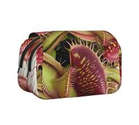 JKLQWC Astuccio a colori con stampe acustiche e chitarre, per bambini, uomini e donne, a due strati, grande capacità, astuccio organizer per ufficio, scuola, viaggi, Pianta carnivora, Taglia unica