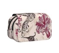 JKLQWC Astuccio blu con mini fiori e stampa a vortice, per bambini, uomini e donne, astuccio a due strati di grande capacità, organizer per ufficio, scuola, viaggi, Bellissimi fiori Colibrì, One Size