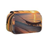 JKLQWC Astuccio colorato con scritta "Happy Birthday", per bambini, uomini, donne, due strati, grande capacità, per ufficio, scuola, viaggi, Coconut Beach - Amaca al tramonto, Taglia unica, Zaino per