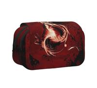JKLQWC Astuccio con motivo floreale blu con stampa di rose, per bambini, uomini e donne, astuccio a due strati di grande capacità, organizer per ufficio, scuola, viaggi, Drago rosso sangue, One Size