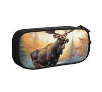 JKLQWC Astuccio con stampa di cervo alce carino, astuccio per penne e matite, con cerniera, organizer per ufficio, scuola, adolescenti, ragazze, ragazzi, adulti, nero, Nero , Taglia unica, Zaino per