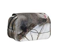 JKLQWC Astuccio con stampa di cuccioli di cane, per bambini, uomini e donne, a due strati, grande capacità, astuccio per trucchi per ufficio, scuola, viaggi, Opossum nella Neve, One Size, Zaino per la