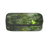 JKLQWC Astuccio con stampa di fiori nella foresta pluviale tropicale, grazioso astuccio per penne e matite, grande capacità, con cerniera, organizer per ufficio, scuola, viaggi