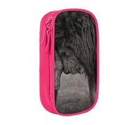 JKLQWC Astuccio con stampa di leone e leonessa, grazioso astuccio per penne, grande, portatile, organizer per ufficio, scuola, adolescenti, ragazze, ragazzi, adulti, nero, rosa, One Size, Zaino per la