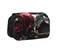 JKLQWC Astuccio con stampa di strega di Halloween, per bambini, uomini e donne, a due strati, grande capacità, astuccio per trucchi, organizer per ufficio, scuola, viaggi, Rose nere gotiche, One Size