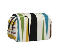 JKLQWC Astuccio con stampa di volpe, per bambini, uomini, donne, due strati, grande capacità, astuccio per trucchi, organizer per ufficio, scuola, viaggi, Gatto di arte moderna di metà secolo, One