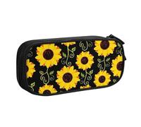 JKLQWC Astuccio con stampa floreale girasole carino portapenne astuccio con cerniera organizer per ufficio scuola adolescente ragazza ragazzo adulto, nero, Nero , One Size, Zaino per la scuola