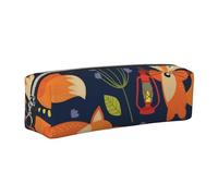 JKLQWC Astuccio in pelle con stampa di volpe e fiori con cerniera dorata, organizer semplice e leggero per scuola, ufficio, viaggi, trucchi, Argento, One Size, Zaino per la scuola
