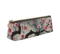 JKLQWC Astuccio in pelle leggera con motivo marmorizzato con schizzi di rame, con cerniera, organizer in pelle leggera per scuola, ufficio, viaggi, trucco, Giapponese Primavera Plum Floreale, Taglia