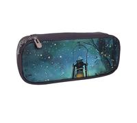 JKLQWC Astuccio in pelle PU stampato con lucciole e lanterna, grazioso astuccio per penne e matite, con cerniera, per ufficio, scuola, organizer per studenti, adolescenti, ragazze, ragazzi e adulti