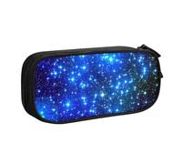 JKLQWC Astuccio per matite con stampa a stelle blu brillanti, grazioso astuccio con cerniera, organizer per ufficio, scuola, adolescenti, ragazze, ragazzi, adulti, nero, Nero , One Size, Zaino per la