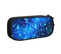 JKLQWC Astuccio per matite con stampa a stelle blu brillanti, grazioso astuccio con cerniera, organizer per ufficio, scuola, adolescenti, ragazze, ragazzi, adulti, nero, Nero , One Size, Zaino per la