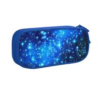 JKLQWC Astuccio per matite con stampa a stelle blu brillanti, grazioso astuccio con cerniera, organizer per ufficio, scuola, adolescenti, ragazze, ragazzi, adulti, nero, Blu, Taglia unica, Zaino per