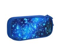 JKLQWC Astuccio per matite con stampa a stelle blu brillanti, grazioso astuccio con cerniera, organizer per ufficio, scuola, adolescenti, ragazze, ragazzi, adulti, nero, Blu, One Size, Zaino per la