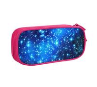 JKLQWC Astuccio per matite con stampa a stelle blu brillanti, grazioso astuccio con cerniera, organizer per ufficio, scuola, adolescenti, ragazze, ragazzi, adulti, nero, rosa, One Size, Zaino per la