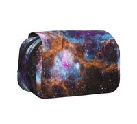 JKLQWC Astuccio per matite con stampa artistica di leone, per bambini, uomini e donne, a due strati, grande capacità, astuccio organizer per ufficio, scuola, viaggi, Spazio galassia dell'universo, One