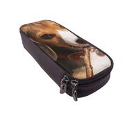 JKLQWC Astuccio per matite con stampa artistica di leone, per ragazze e ragazzi, in pelle PU, astuccio con cerniera, organizer per ufficio e scuola, Grazioso Beagle, One Size, Zaino per la scuola