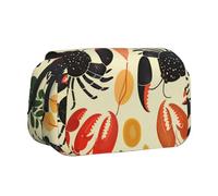 JKLQWC Astuccio per matite con stampa artistica Merry Christmas, per bambini, uomini e donne, a due strati, grande capacità, astuccio per trucchi, organizer per ufficio, scuola, viaggi, Aragosta e