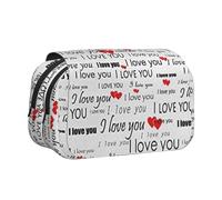JKLQWC Astuccio per matite con stampa bowling, per bambini, uomini e donne, a due strati, grande capacità, astuccio per trucchi, organizer per ufficio, scuola, viaggi, Ti amo parole con cuori, One