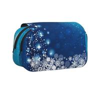 JKLQWC Astuccio per matite con stampa campo da golf, per bambini, uomini e donne, a due strati, grande capacità, astuccio per trucchi per ufficio, scuola, viaggi, Fiocco di neve blu, One Size, Zaino