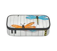JKLQWC Astuccio per matite con stampa con libellula, grazioso astuccio per penne e matite, grande capacità, con cerniera, organizer per ufficio, scuola, viaggi, Recinzione della libellula, One Size