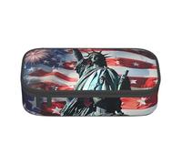 JKLQWC Astuccio per matite con stampa della statua della libertà, grazioso astuccio per penne e matite, grande capacità, con cerniera, organizer per ufficio, scuola, viaggi
