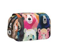 JKLQWC Astuccio per matite con stampa di Babbo Natale, per bambini, uomini, donne, due strati, grande capacità, astuccio per trucchi, organizer per ufficio, scuola, viaggi, Orsetti colorati., Taglia