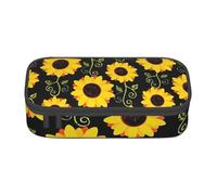 JKLQWC Astuccio per matite con stampa di donne nell'antico Egitto, grazioso astuccio per penne e matite, grande capacità, con cerniera, organizer per ufficio, scuola, viaggi, Girasoli floreali., One