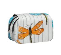 JKLQWC Astuccio per matite con stampa di libellule per bambini, uomini e donne, astuccio a due strati di grande capacità, astuccio per trucchi per ufficio, scuola, viaggi, Recinzione della libellula