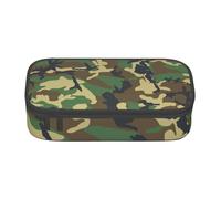 JKLQWC Astuccio per matite con stampa di strega di Halloween, carino, astuccio per penne e matite, grande capacità, con cerniera, organizer per ufficio, scuola, viaggi, Verde Militare Camouflage, One