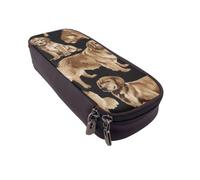 JKLQWC Astuccio per matite con stampa di strega di Halloween, per ragazze e ragazzi, in pelle PU, astuccio con cerniera, organizer per ufficio e scuola, Golden Retrievers, One Size, Zaino per la