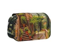 JKLQWC Astuccio per matite con stampa di strumenti musicali, per bambini, uomini e donne, a due strati, grande capacità, astuccio per trucchi, organizer per ufficio, scuola, viaggi, Italia Toscana