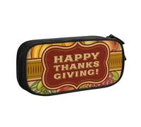 JKLQWC Astuccio per matite con stampa Happy Thanksgiving con cerniera, per ufficio, scuola, adolescenti, ragazze, ragazzi, adulti, nero, Nero , One Size, Zaino per la scuola